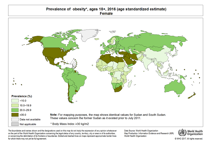 global obesity rates by country