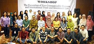 Workshop with WHO Indonesia and University of Indonesia, in Bogor, Indonesia, Prevention of Noncommunicable Diseases, and International Trade and Investment Law